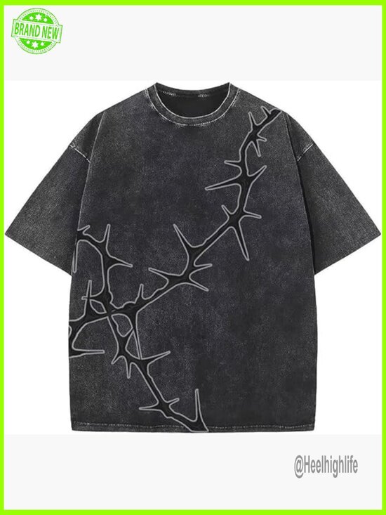 Tops - Y2K Oversized Graphic Tee Streetwear Acid Washed T-Shirt